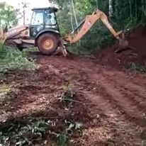 Momento de apertura del camino en el parque moconá, que es de todos, que los nativos siguen sin usar.
